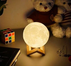 16-in-1 LED Moon Lamp – Magical Ambience with Adjustable Colors & Wooden Stand