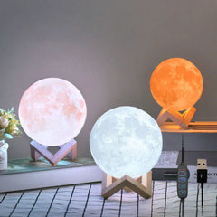 16-in-1 LED Moon Lamp – Magical Ambience with Adjustable Colors & Wooden Stand