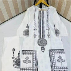 قطعتان من الكتان المطبوع عليه نقشة الياقوت، ملابس كاجوال للنساء