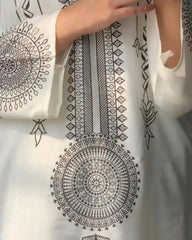 قطعتان من الكتان المطبوع عليه نقشة الياقوت، ملابس كاجوال للنساء