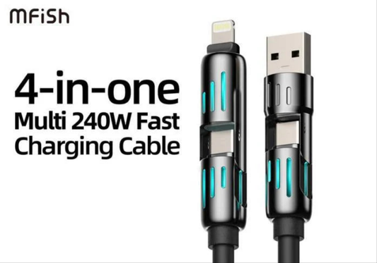 كابل USB 4 في 1 (USBA/C-C/Lightning) بطول متر واحد