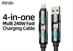 كابل USB 4 في 1 (USBA/C-C/Lightning) بطول متر واحد