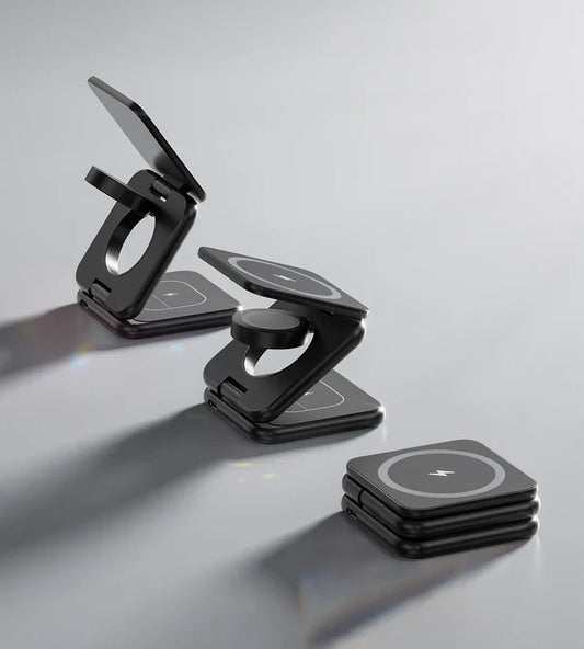 حامل شحن قابل للطي 3 في 1 MagSafe - أسود 