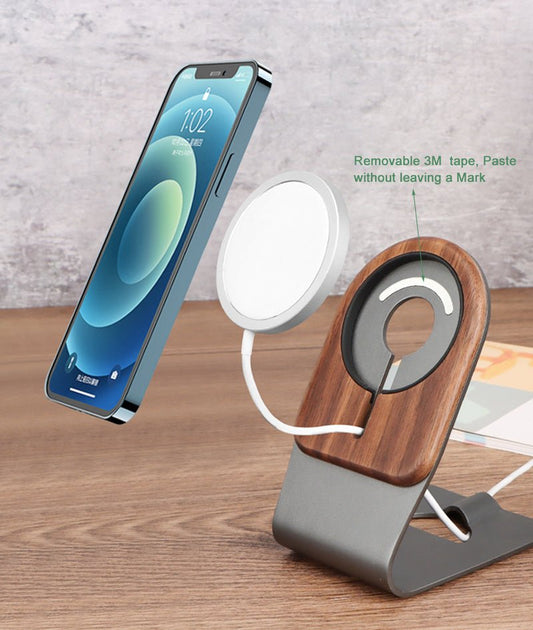 قاعدة هاتف محمولة من الخشب وسبائك الألومنيوم